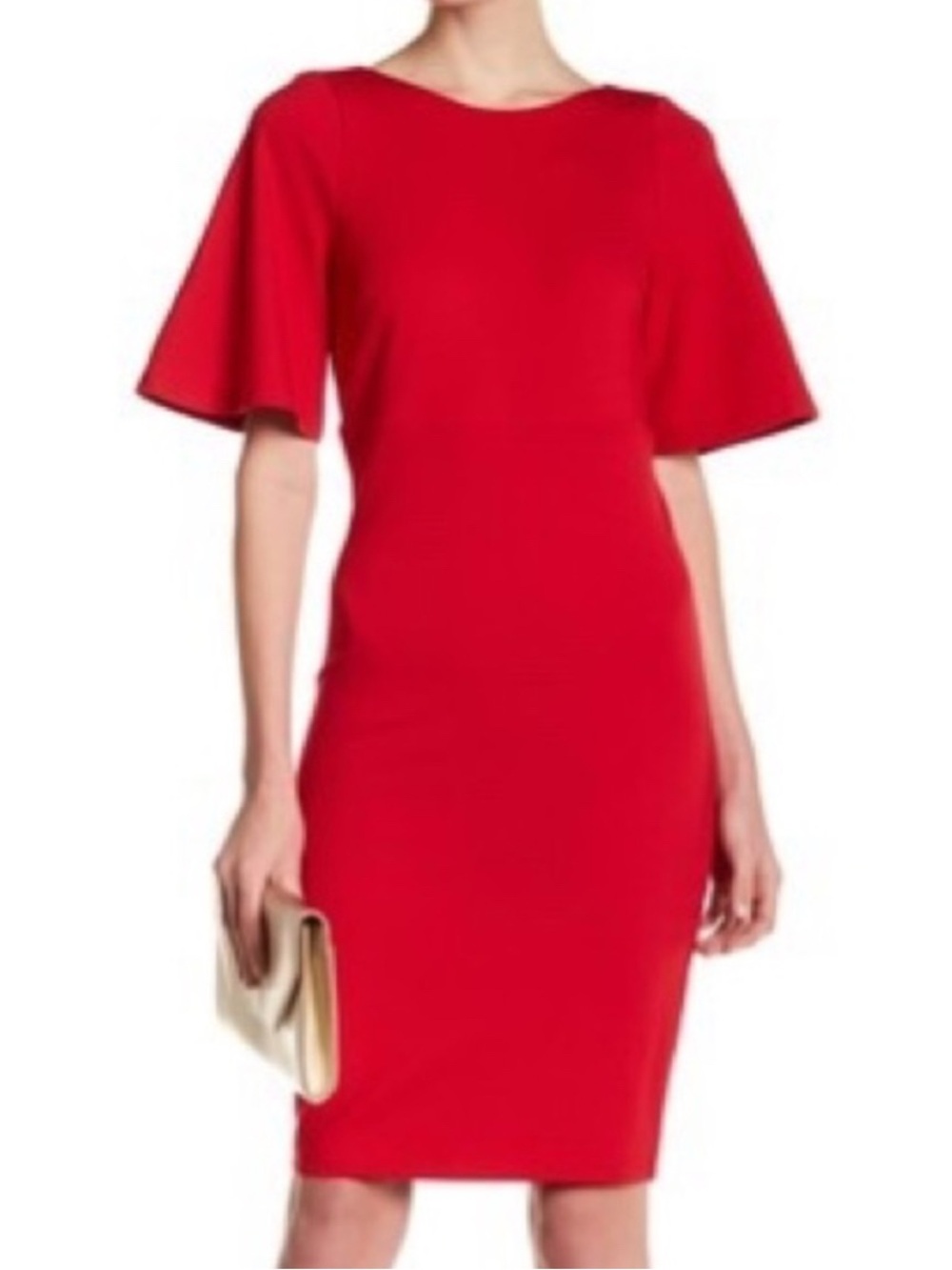 ALI & JAY Red Midi Dress Zip Back Sleeves S